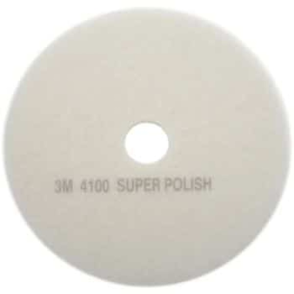 3M™ White Super Polish Pad  Round  4100  16 in   Case/5