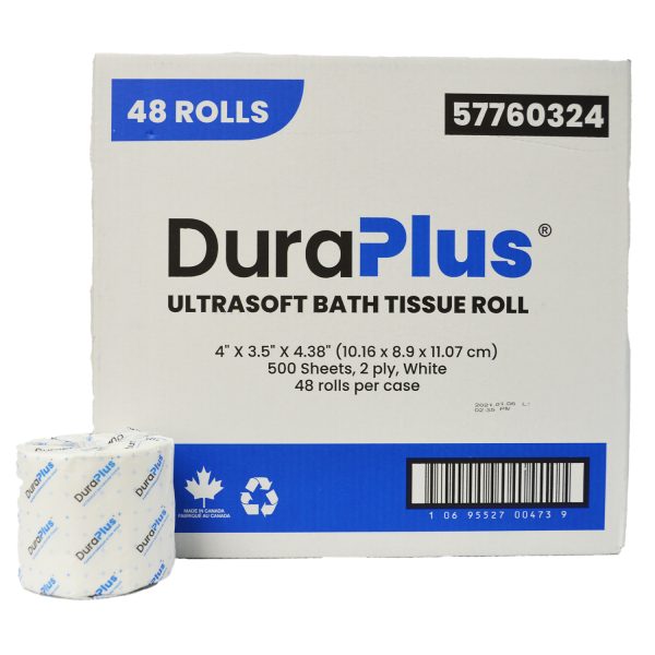 DuraPlus Bathroom Tissue    2-ply  Case/48 Singles   Wrapped