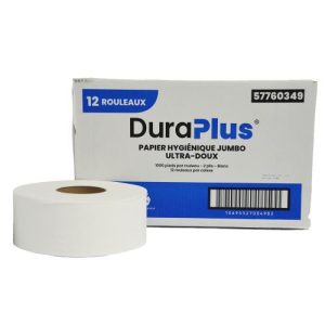 DuraPlus® Universal Jumbo Bathroom Tissue, 2-Ply, White, 1000 ft, 12 Rolls/Case