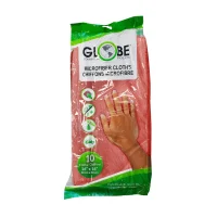 Globe Microfiber Cloths - 16"L X 16"W / Red / Packs of 10