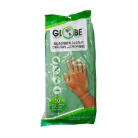 Globe Microfiber Cloths - 16"L X 16"W / Green / Packs of 10